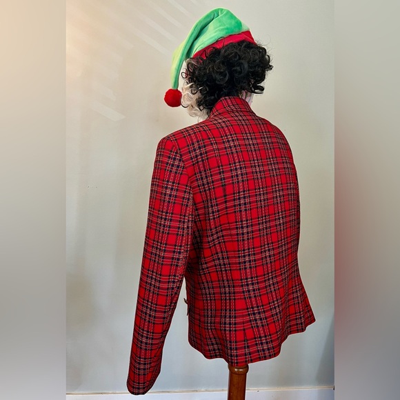 Red Pendleton Tartan Christmas Blazer with gold buttons - Picture 4 of 9